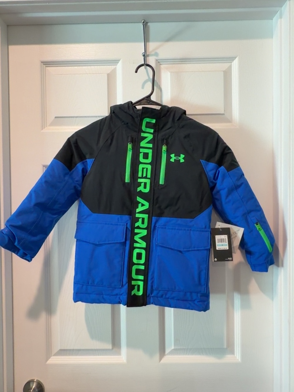 Under Armour Blue and Black Kids Jacket with Green Accents